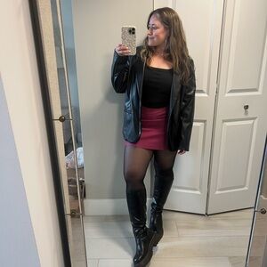 Free People Magenta Faux Leather Mini Skirt